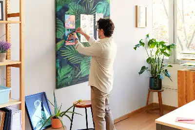 Cork pin board Large exotic leaves