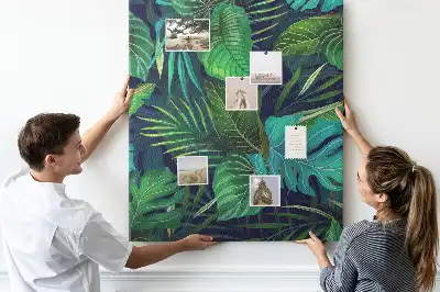 Large exotic leaves cork pin board