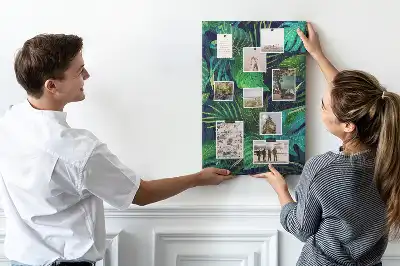 Cork pin board Large exotic leaves