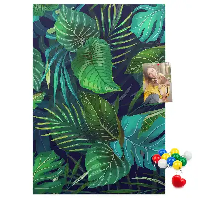 Cork pin board Large exotic leaves