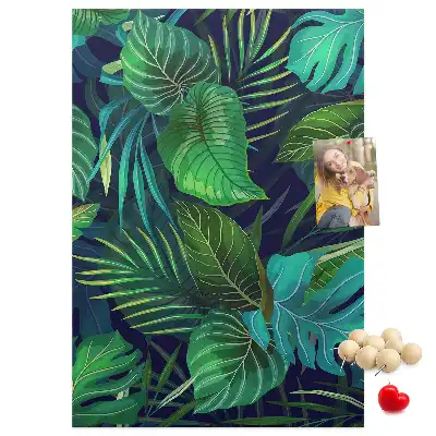 Cork pin board Large exotic leaves