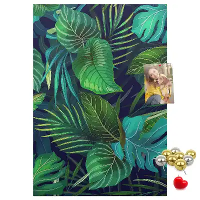 Cork pin board Large exotic leaves