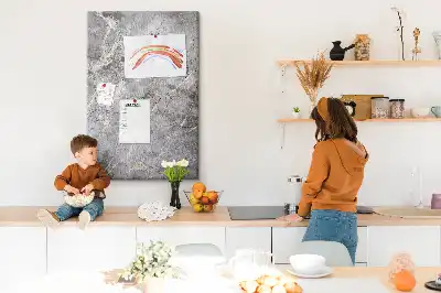 Wall cork memo board in deep dark marble