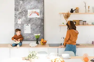 Wall cork memo board in deep dark marble