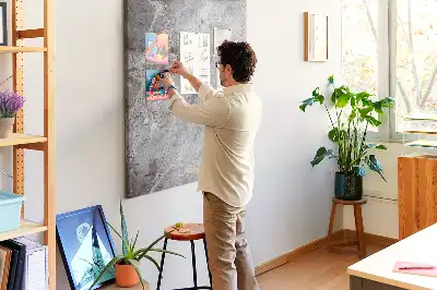 Wall cork memo board in deep dark marble