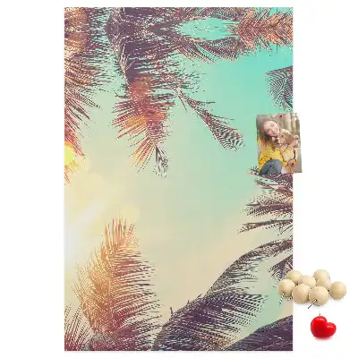 Exotic palm tree cork pin board