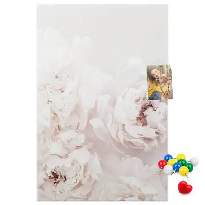 Cork Note Board Peony flowers