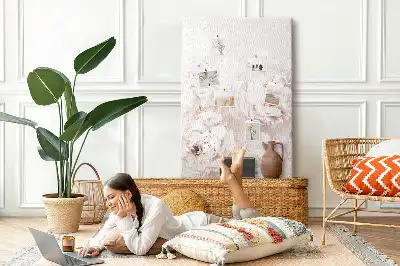 Cork Note Board Peony flowers