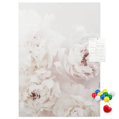 Cork Note Board Peony flowers