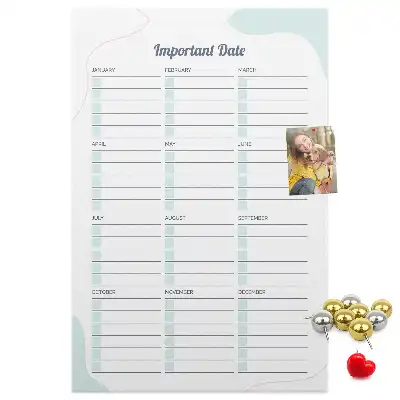 Cork pin board for key dates