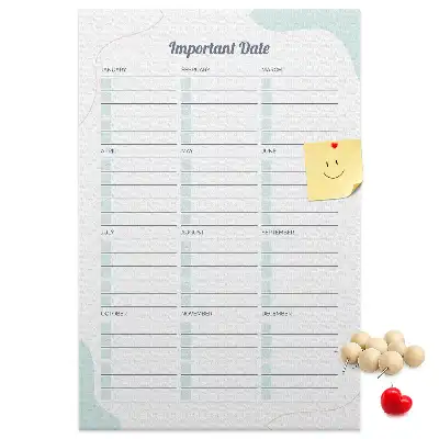 Cork pin board for key dates