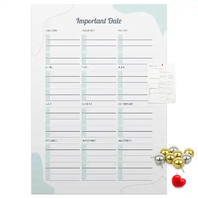 Cork pin board for key dates