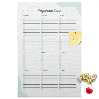 Cork pin board for key dates