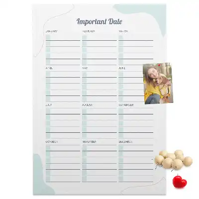Cork pin board for key dates