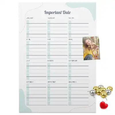 Cork pin board for key dates
