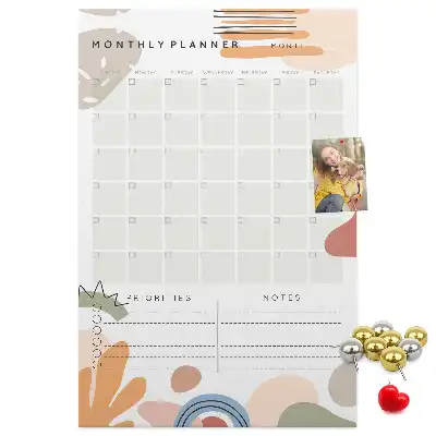 Monthly schedule cork pin board