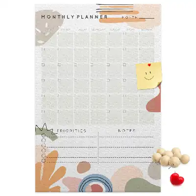 Monthly schedule cork pin board