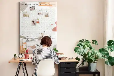 Monthly schedule cork pin board