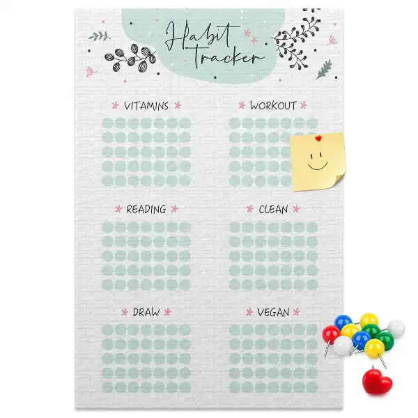 Cork Note Board Habits planner