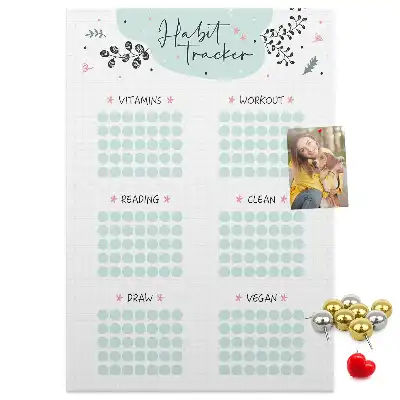 Cork Note Board Habits planner