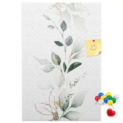 Cork pin board with plant shoot and leaves design