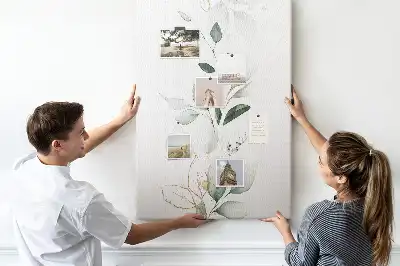 Cork pin board with plant shoot and leaves design