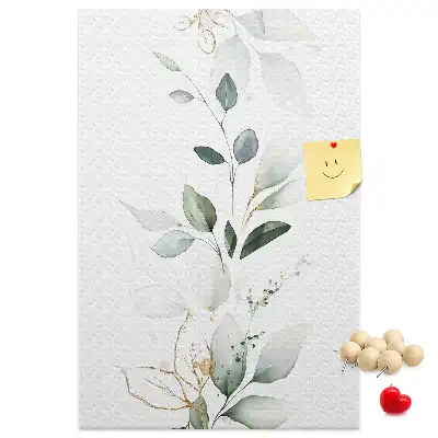 Cork pin board with plant shoot and leaves design