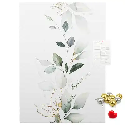 Cork pin board with plant shoot and leaves design