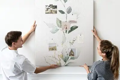 Cork pin board with plant shoot and leaves design