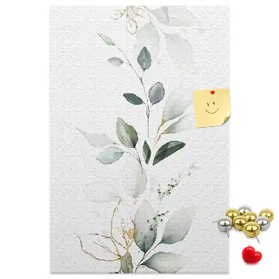 Cork pin board with plant shoot and leaves design