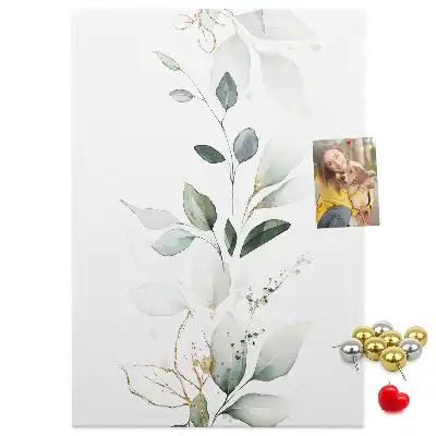 Cork pin board with plant shoot and leaves design