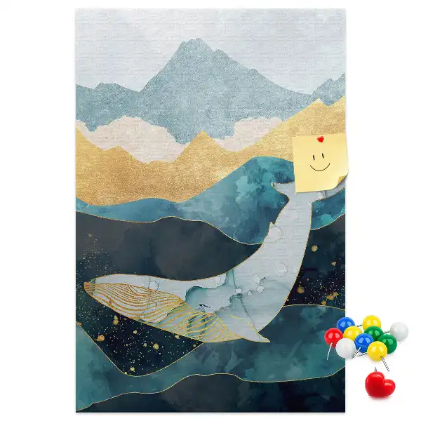 Whale shaped marble cork note board