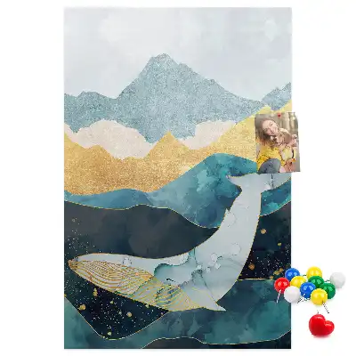 Whale shaped marble cork note board