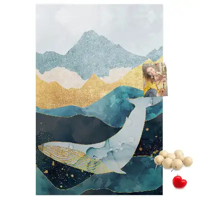 Whale shaped marble cork note board