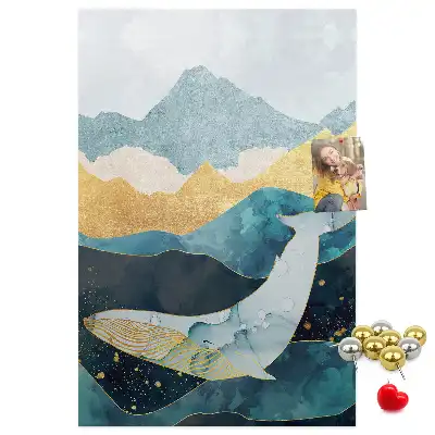 Whale shaped marble cork note board
