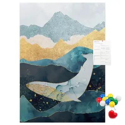 Whale shaped marble cork note board