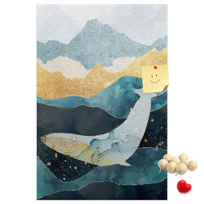 Whale shaped marble cork note board
