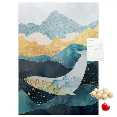 Whale shaped marble cork note board