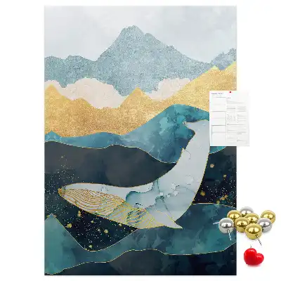 Whale shaped marble cork note board