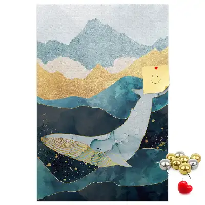 Whale shaped marble cork note board