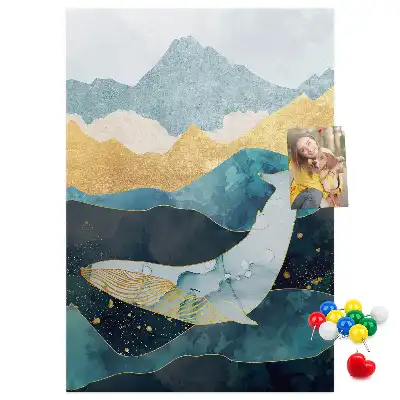 Whale shaped marble cork note board
