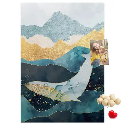 Whale shaped marble cork note board