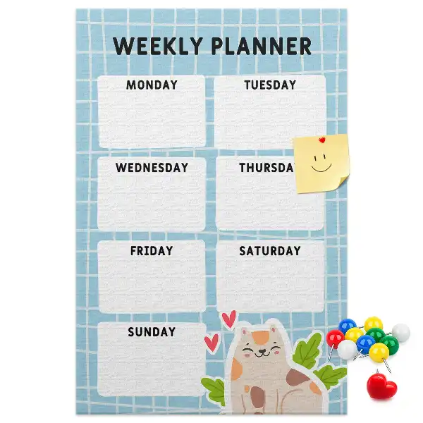 Cork pin board Weekly schedule