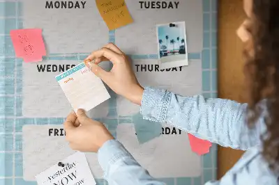 Weekly schedule cork pin board