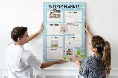 Weekly schedule cork pin board