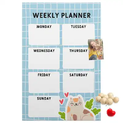 Cork pin board Weekly schedule