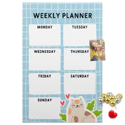 Weekly schedule cork pin board