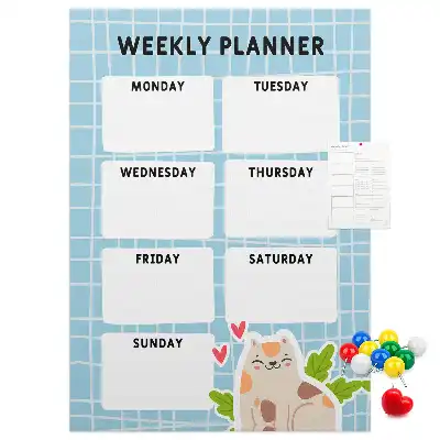 Weekly schedule cork pin board