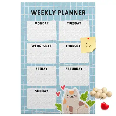 Weekly schedule cork pin board