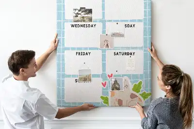 Weekly schedule cork pin board